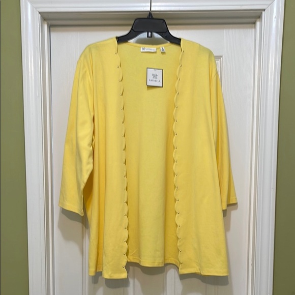 NWT Rafaella - soft yellow open cardigan with scalloped edge - size 2X - Picture 1 of 3